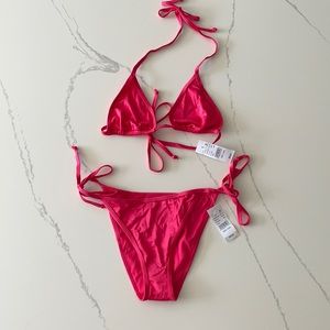Pink LA Hearts Tie Triangle Bikini